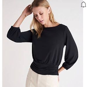 Ann Taylor Matte Jersey Smocked Waist Top in Pine Needle Green Size S, NWOT